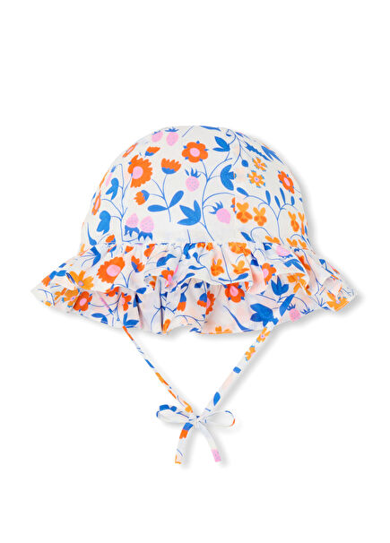  Çiçek Desenli Kız Bebek Bob Şapka