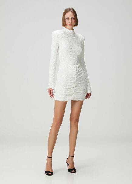 White Sequined Mini Cocktail Dress