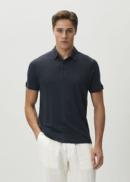 Morritz Lacivert Keten Polo T-shirt