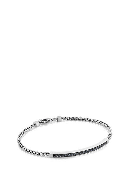 Arc Single Zircon Dy Chain Silver Men'S Bracelet
