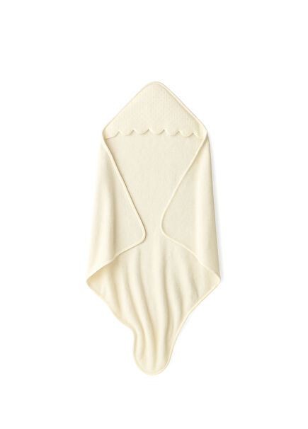 Petit Krem Pamuklu Bebek Havlusu