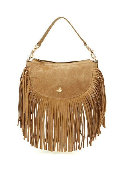 Camel Tasseled Women's Suede Bag