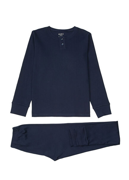 Lacivert Kız Çocuk Pijama Takımı