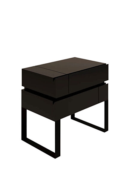 De Stijl Siyah Lake Metal Ayaklı Komodin