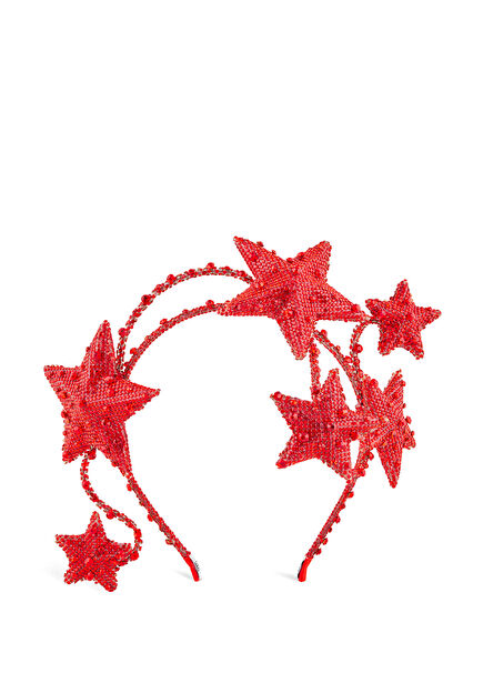 Zena Kırmızı Kristal Taşlı Kadın Taç