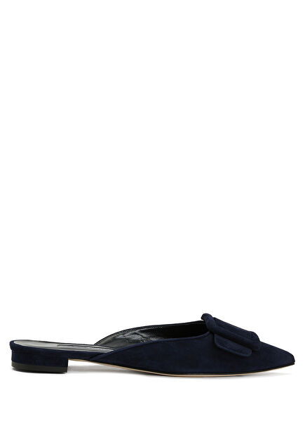 Maysale Navy Blue Women's Suede Flats