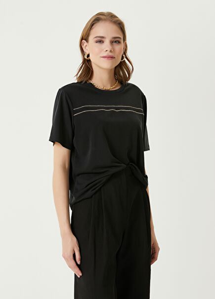 Siyah Zincir Detaylı T-shirt