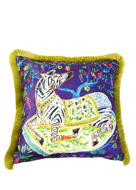 Zebra Desenli Kadife Dekoratif Kırlent Kılıfı 45 x 45 cm