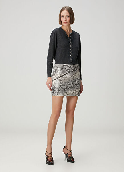 Maracay Cream Mini Leather Skirt
