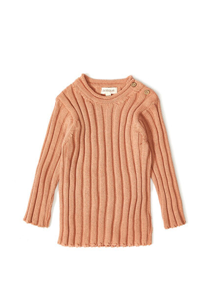 Dusty Rose Organic Cotton Corded Baby Sweater