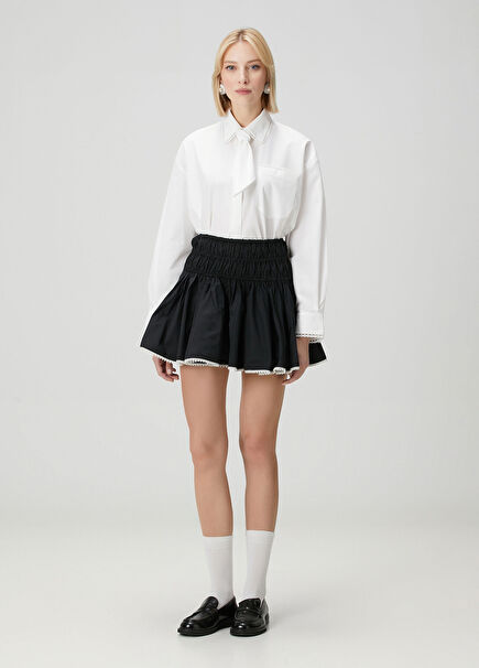 Siyah Mini Tafta Etek