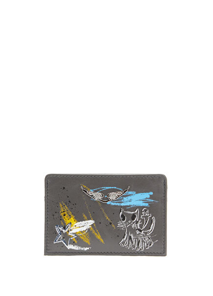 Grey Women's Leather Card Holder