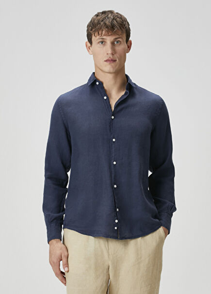 Camicia Indigo Keten Gömlek