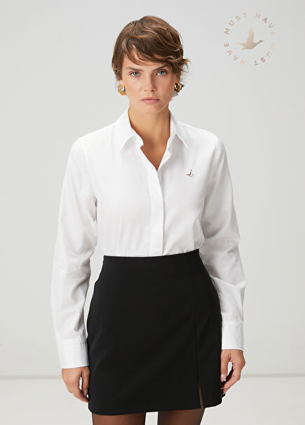 Beyaz Basic Poplin Gömlek