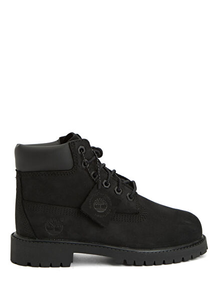 Premium 6 Inch Black Unisex Kids Leather Boots