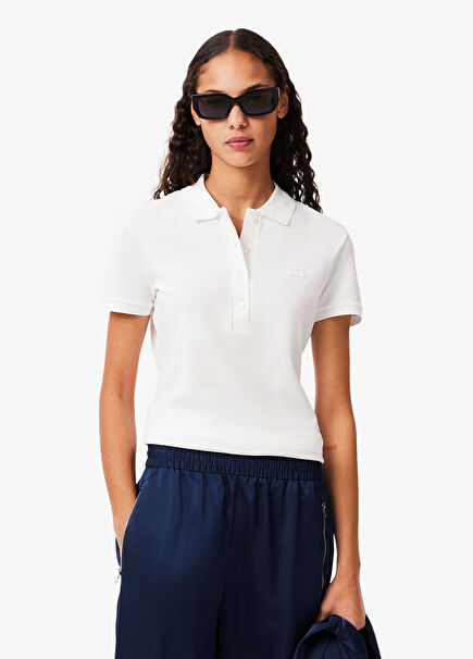 Lacoste L.12.D Kadın Slim Fit Beyaz Polo