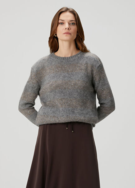 Grey Embroidered Sweater