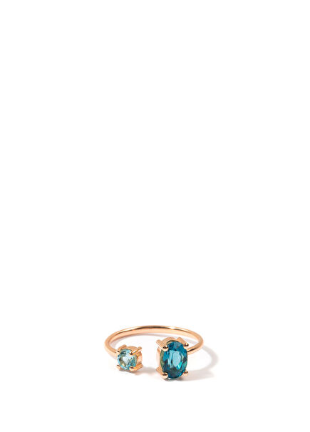 Deep Sea Ring London Blue Topaz and Aquamarine 14K Rose Gold Women's Gold Ring