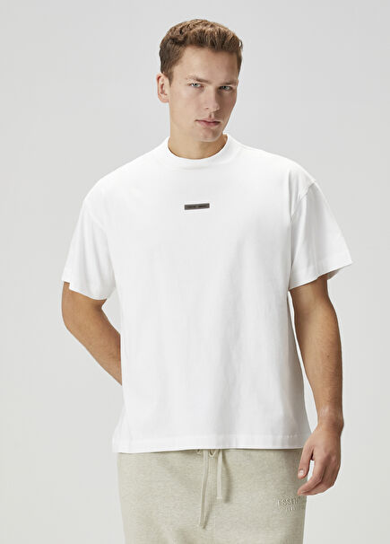 White Logo Detailed T-Shirt