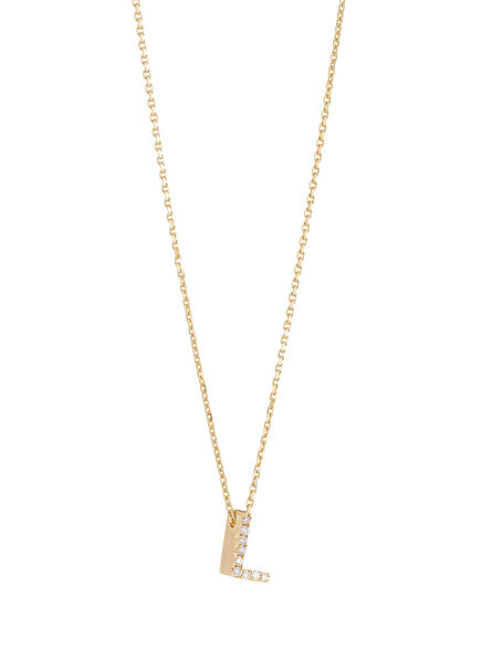 Mini Initials Diamond Women's Gold Necklace