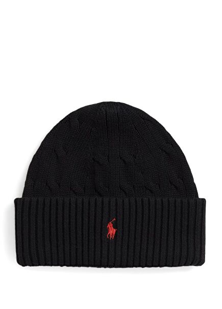 Siyah Logo Nakışlı Erkek Çocuk Bere