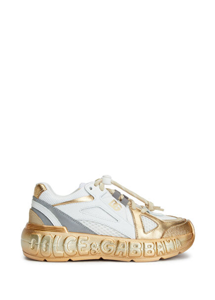 Beyaz Gold Kız Çocuk Deri Sneaker