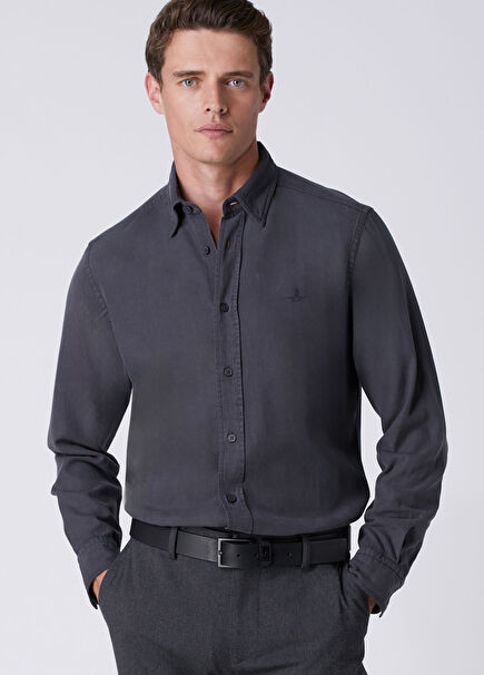 Comfort Fit Anthracite Gabardine Shirt