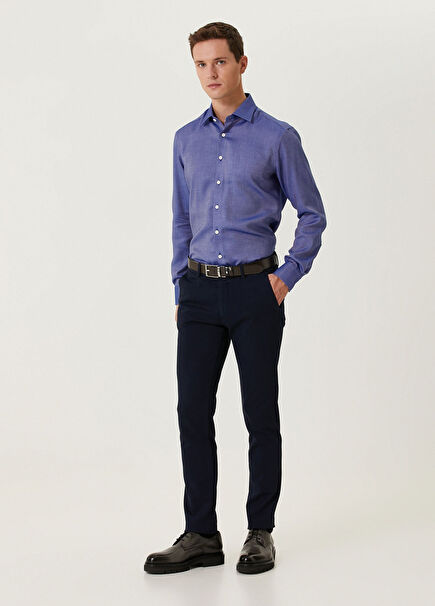 Slim Fit Navy Blue Panama Chino Pants