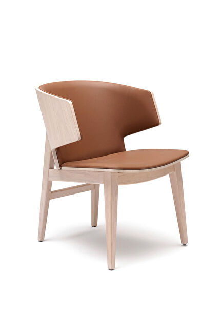 Sarr Caramel Armchair Upholstered in Wood Leather