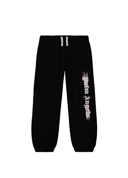 Pink Black Logo Printed Girls' Sweatpants