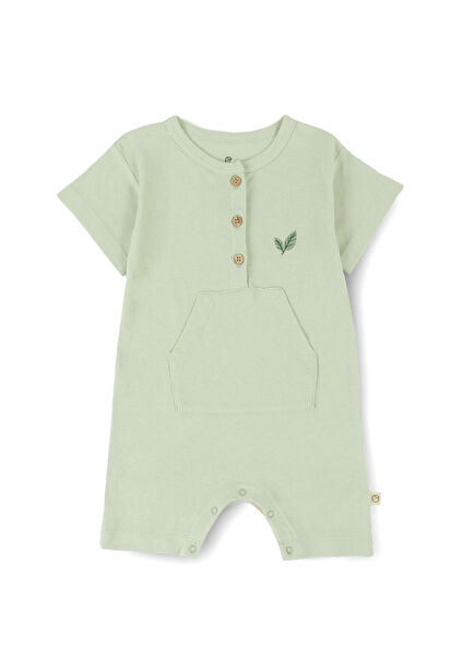 Green Bamboo Short Sleeve Unisex Baby Shorts Jumpsuit