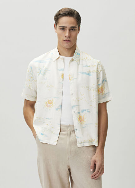 Breezer Cream Floral Print Short Sleeve Shirt