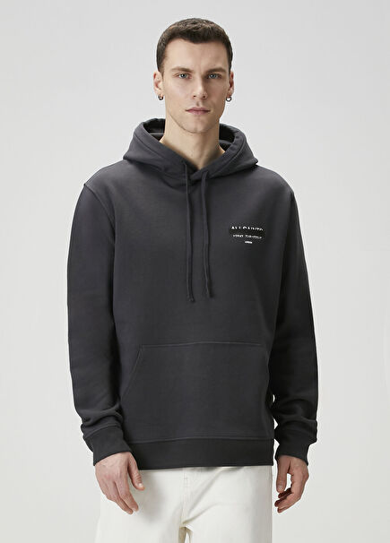 Antrasit Kapüşonlu Sweatshirt