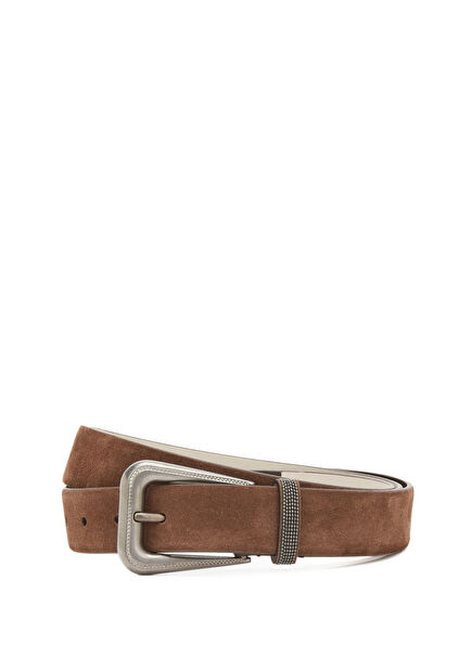 Dark Brown Women's Suede Belt