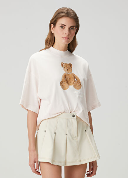 Bear In Mind Loose Fit Pudra T-shirt