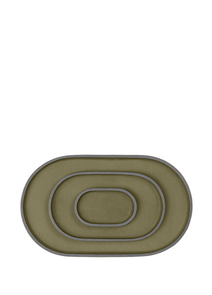 Plato Green Leather 3-Piece Organizer Tray Set