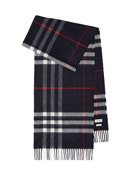 Check Navy Cashmere Unisex Scarf