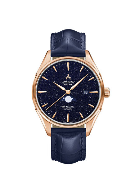 Worldmaster Moonphase Nightsky 52783.44.91 Navy Blue Leather Men's Wristwatch