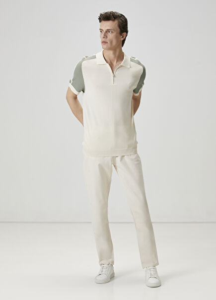 Slim Fit Kırık Beyaz Spor Pantolon