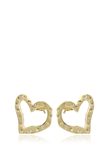 Gold Stone Amorphous Heart Women's Earrings