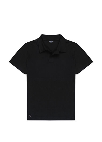Black Polo Neck Regular Fit Short Sleeve Men's T-shirt