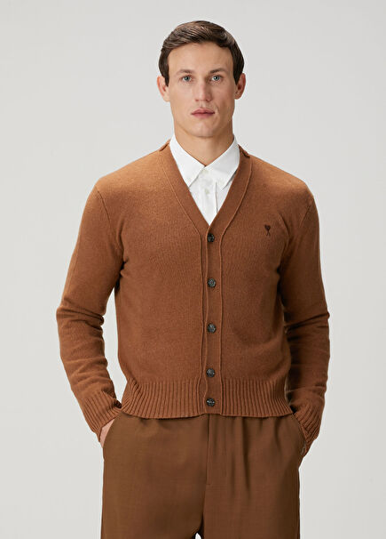 Tan Wool Knit Cardigan