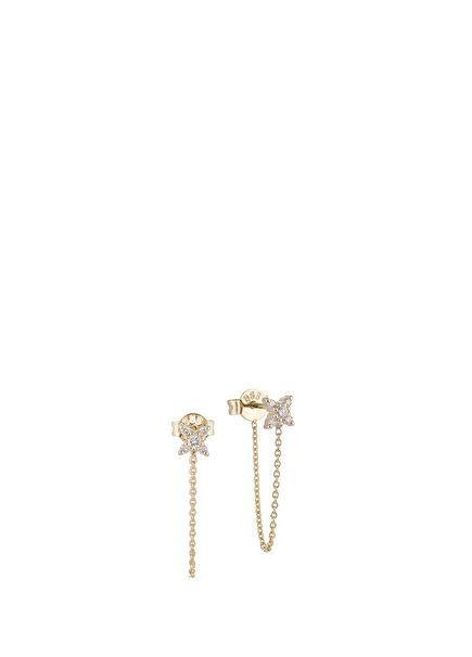 Yıldız Pırlanta Taşlı 14 Ayar Altın Kadın Küpe