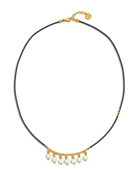 Hematite Tassel Womens Gold Plated Necklace