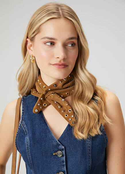 Mink Stud Triangle Women's Suede Scarf