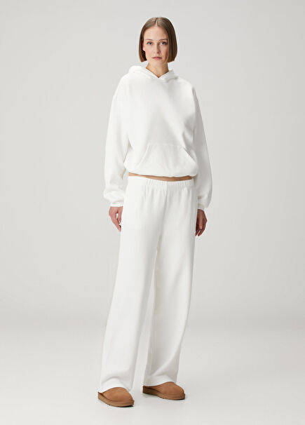 Classic Straight Leg Beyaz Eşofman Altı