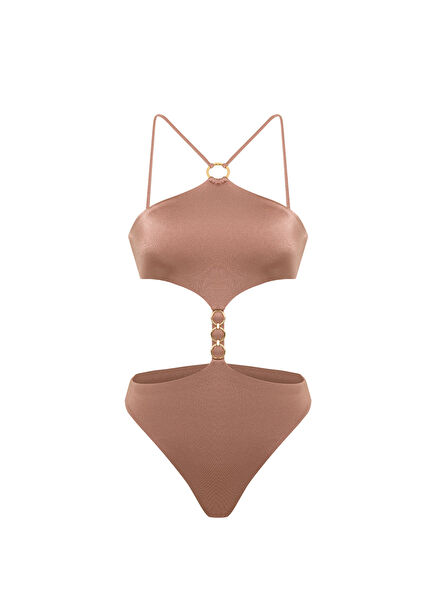 Halo Mocha Ring Detailed Women's Swimsuit