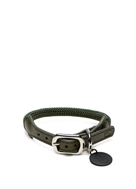 Haki Paracord Deri Köpek Boyun Tasması