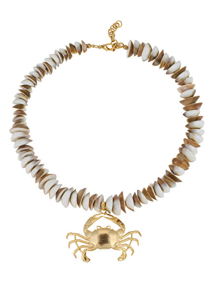 Crab Krem Altın Kaplama Kadın Kolye