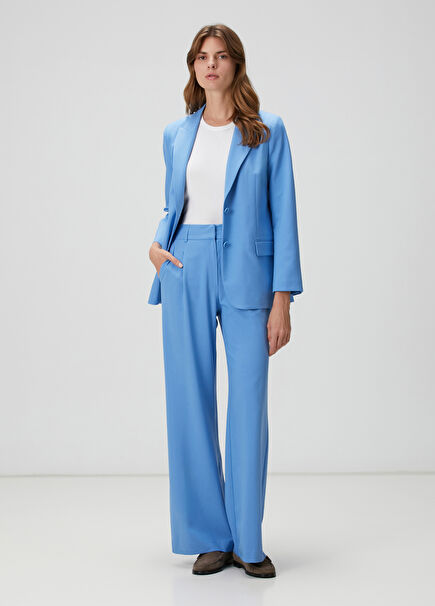 Blue Wide-Leg Trousers